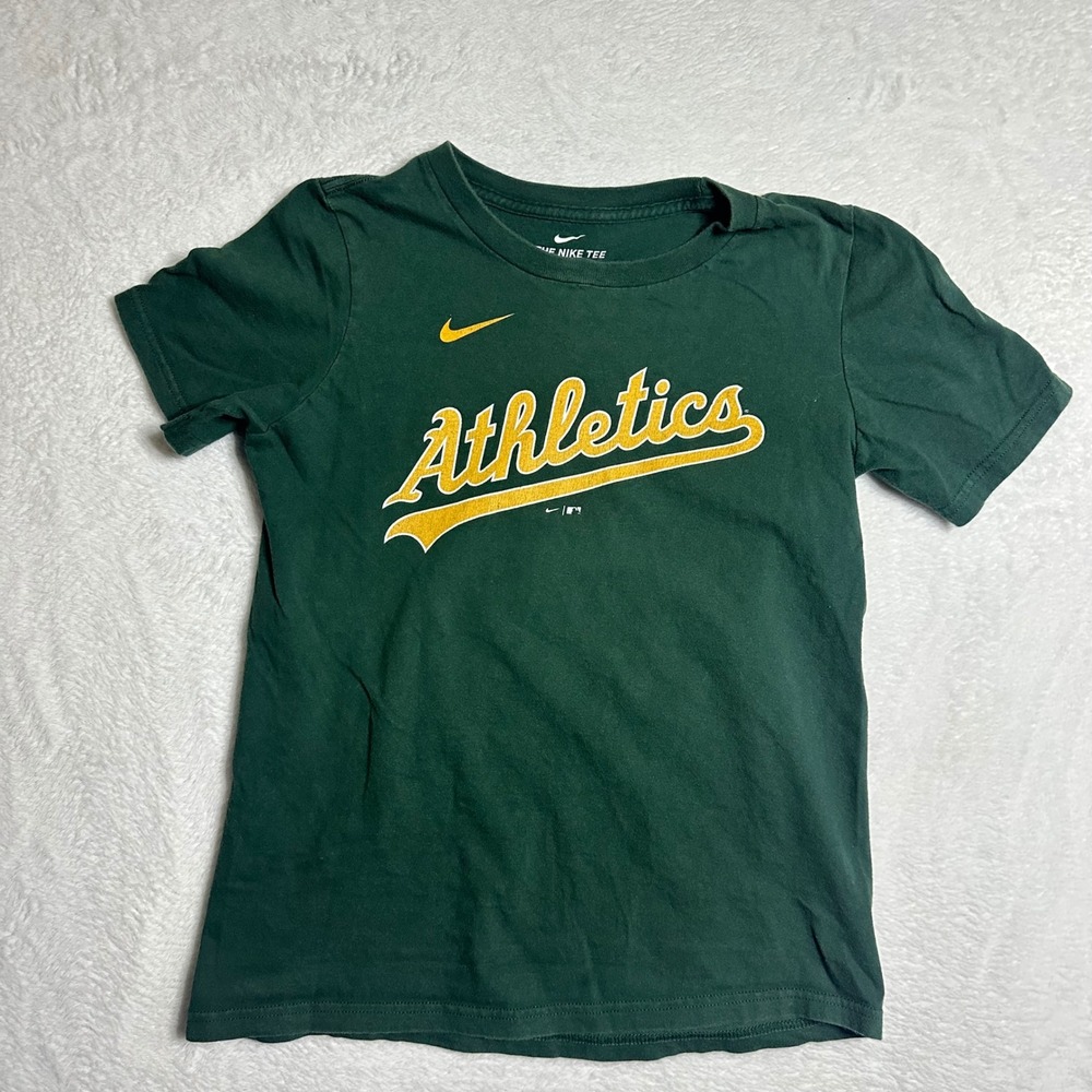 Nike Oakland Athletics Matt Olson 28 MLB Green Short Sleeve T-Shirt Boys M 10/12